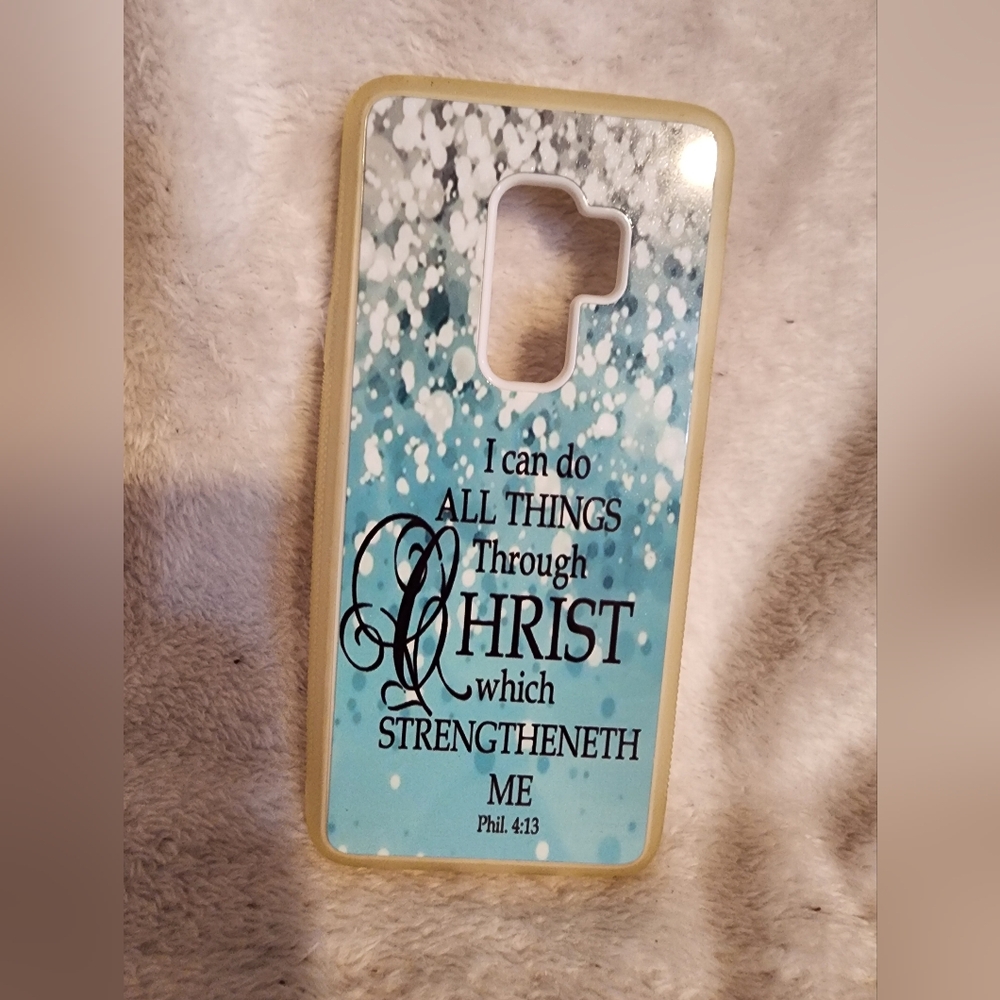 Phone Case, Samsung Galaxy s9 Plus Blue and White Christian Phone Case